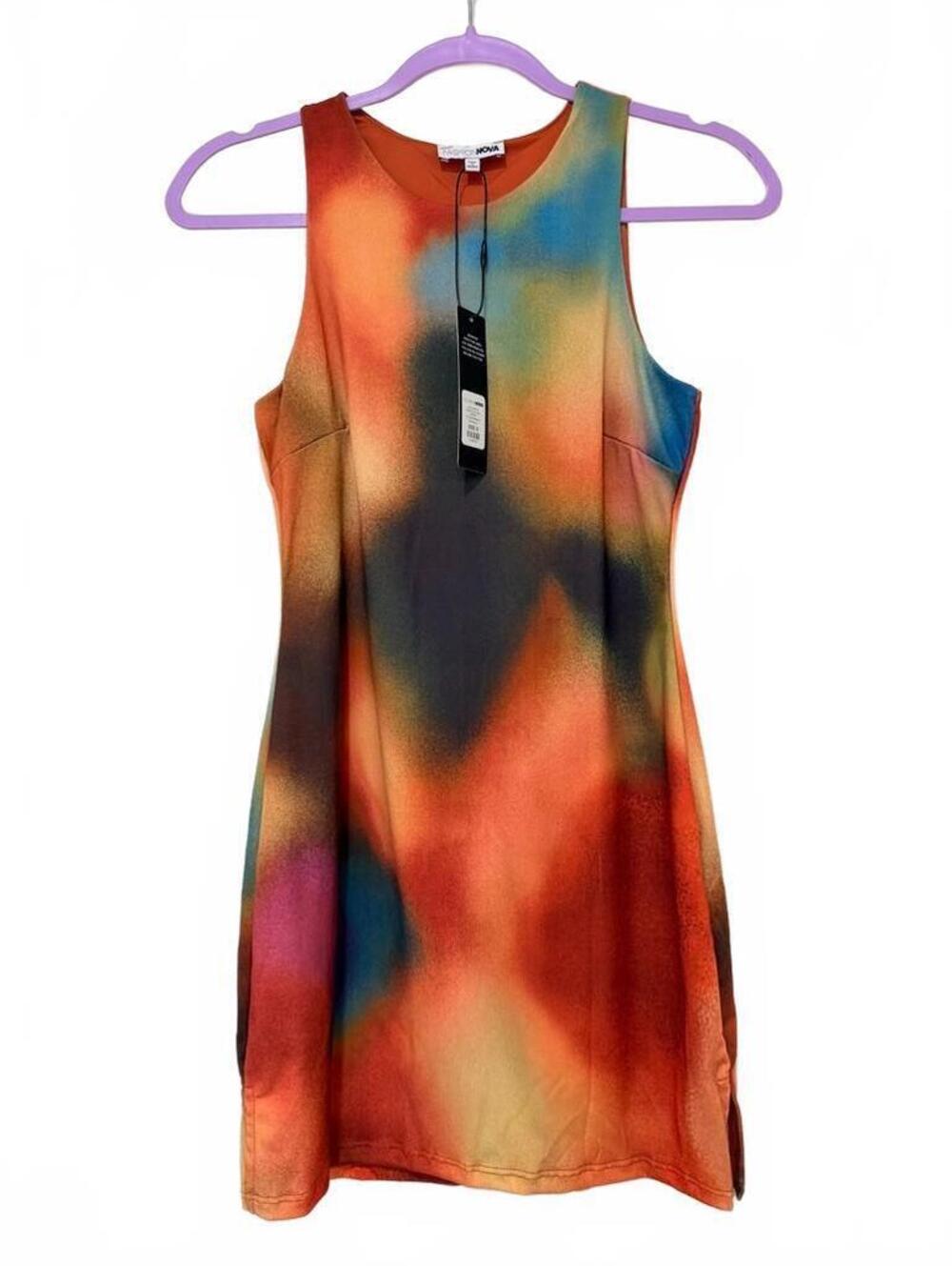 NWT Fashion Nova Multicolor Tie Dye Mini Dress Women’s S Bodycon Y2K